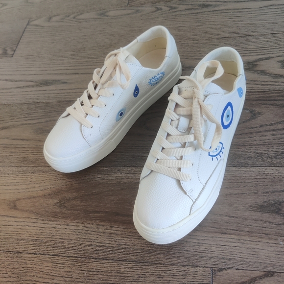 SOLUDOS Ibiza Platform Sneaker Evil Eye Oasis White NWOB Retail $200 - Picture 4 of 10